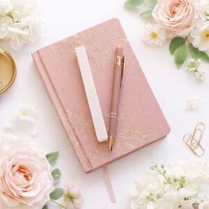 Threshold Blush Pink Floral Journal w/ Rose Gold Stylus Pen and Highlighter Set